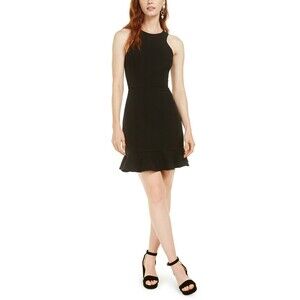 19 Cooper women's Lace Back mini sleeveless Dress black size L